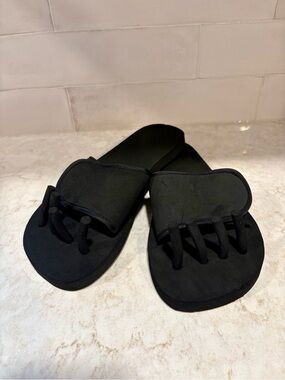 Vintage Pedishu Toe Separator Sandals | Black Pedicure Spa Slides Sz 7-9